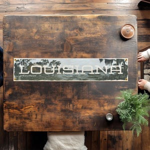 Louisiana Filz Girlande | Vintage-inspirierte Zustands-Wand-Dekor, Bayou-Landschafts-Wimpel, Südlicher Hausakzent, Louisiana-Geschenk, hergestellt in den USA Bild 4