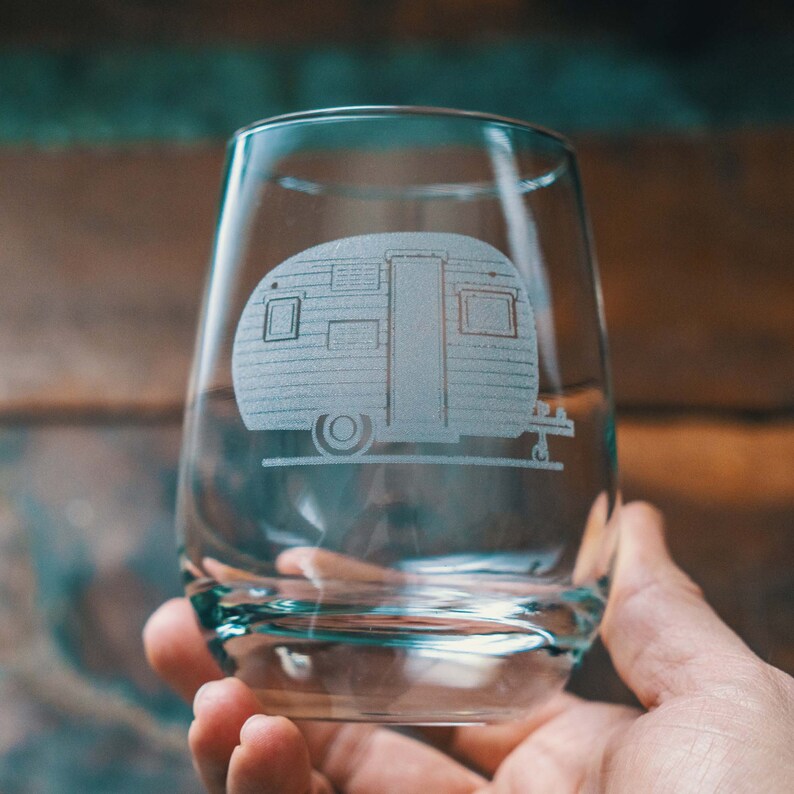 Travel Trailer Wine Glasses Personalized Glassware for Etsy