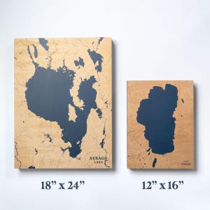Burt & Mullett Lake | Benutzerdefinierte See Karte Wohnkultur, personalisierte See Haus Geschenk, Jahrestag Hochzeitslager Geschenk, gravierte Holzkunst