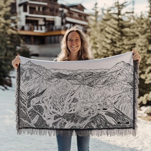 Mount Baker Washington Mountain Ski Spur Karte Decke | Kuschelige, weiche Decke ist ein tolles Geschenk für Skifahrer und Snowboardfahrer