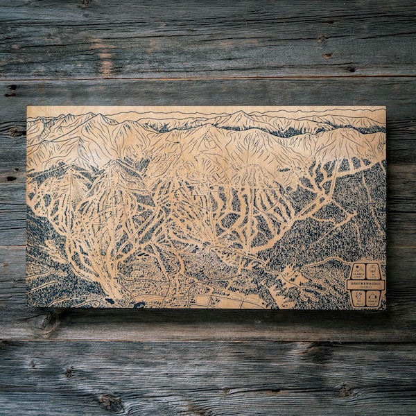 Breckenridge Colorado Ski Trail Map | Engraved Wood Wall Art, Winter Cabin Decor, Snowboard Mountain Trail Poster, Personalized Family Gift