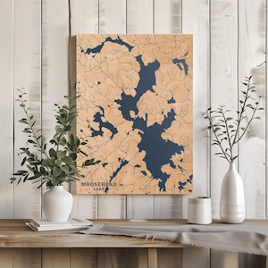 Moosehead Lake Maine | Benutzerdefinierte See Karte Wohnkultur, personalisierte See Haus Geschenk, Jahrestag Hochzeitslager Geschenk, gravierte Holz Wandkunst