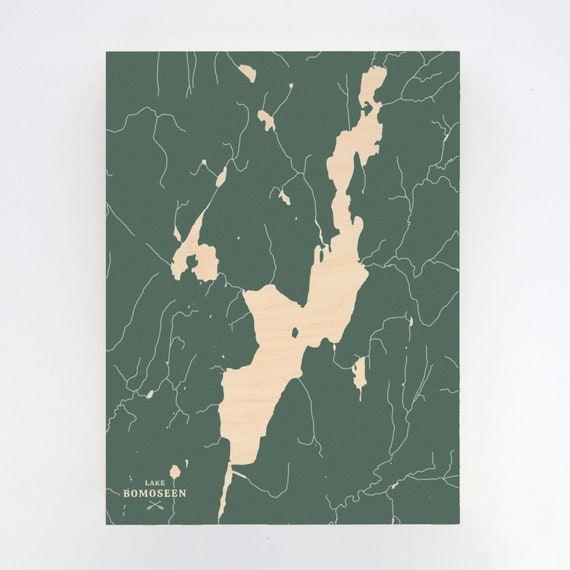Standout Wood Map Wall Hanging Vermont Lake Bomoseen