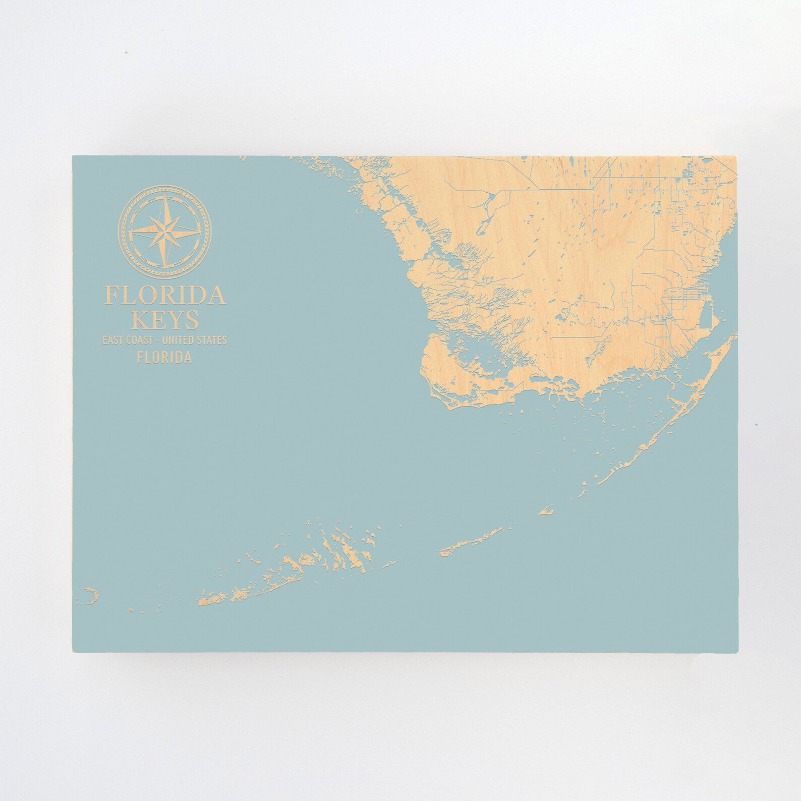 Florida Keys Map Engraved Wood Wall Art Nautical Decor Etsy