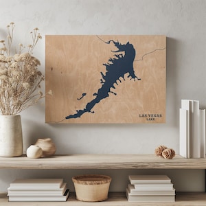 Las Vegas Nevada | Benutzerdefinierte See Karte Wohnkultur, personalisierte See Haus Geschenk, Jahrestag Hochzeitslager Geschenk, gravierte Holz Wandkunst