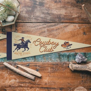 Cowboy Club Felt Pennant | Vintage Wild West Cowboy Banner, Inspirational Kids Room Decor, Western Nursery Wall Art, Home Accent Gift. image 2