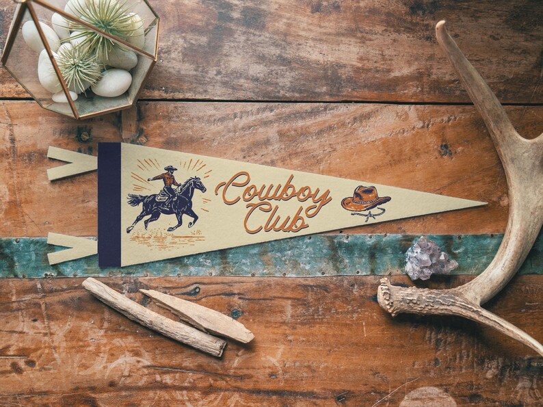 Cowboy Club Felt Pennant | Vintage Wild West Cowboy Banner, Inspirational Kids Room Decor, Western Nursery Wall Art, Home Accent Gift. image 2