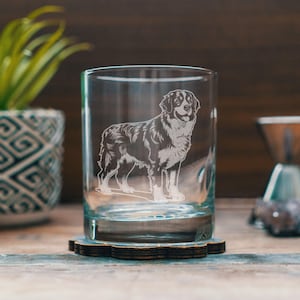 Bernese Mountain Customizable Dog Glasses | Your Dog&#39;s Name Personalized engraved glassware for beer, whiskey, wine & drinks. Pet owner gift