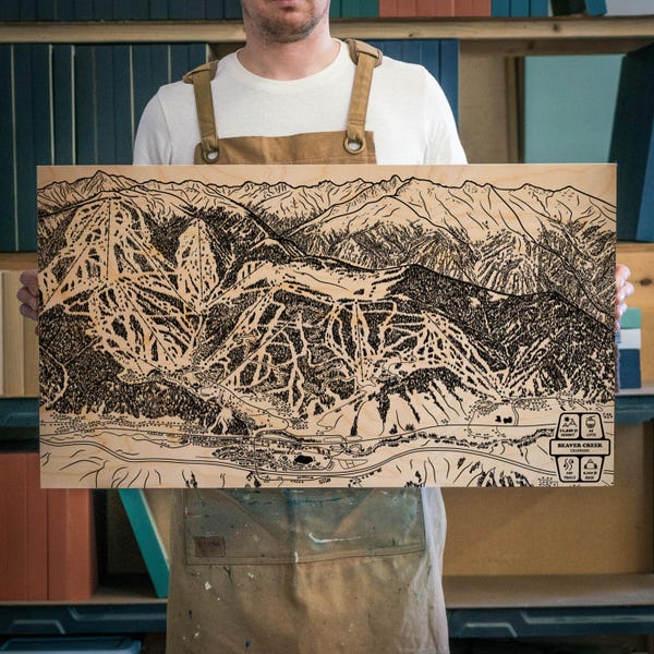Beaver Creek Colorado Ski Trail Map | Engraved Wood Wall Art, Winter Cabin Decor, Snowboard Mountain Trail Poster, Personalized Family Gift