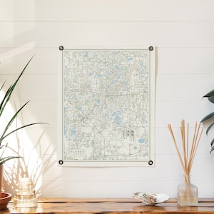 Vilten poster banner kaart Orlando Florida | Vintage geïnspireerd designcadeau. Klassiek kunstwimpel voor stadsplattegrond. Handgemaakt in de VS