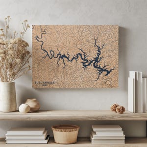 Bull Schwärme von Lake Arkansas | Benutzerdefinierte See Karte Wohnkultur, personalisierte See Haus Geschenk, Jahrestag Hochzeitslager Geschenk, gravierte Holz Wandkunst