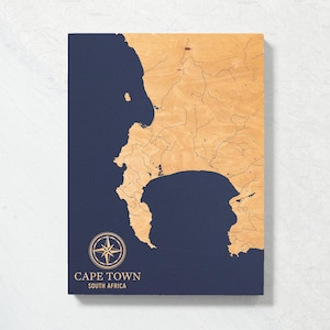 Kapstadt, Südafrika Karte | "Graviertes Holz Küstenkarte Wand Kunst Zeichen, Strand Wohnkultur nautischen Druck, einzigartiges personalisiertes Geschenk für die Familie