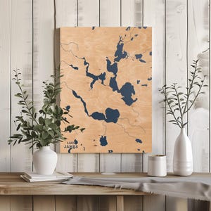 See James Indiana | Benutzerdefinierte See Karte Wohnkultur, personalisierte See Haus Geschenk, Jahrestag Hochzeitslager Geschenk, gravierte Holz Wandkunst