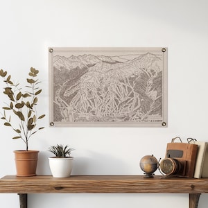 Copper Mountain Colorado Trail-kaart vilten posterbanner | Vintage ski snowboard berg kunst aan de muur cadeau. Vlagwimpel als woondecoratie. Handgemaakt in de VS