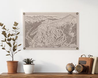 Copper Mountain Colorado Trail Map Felt Poster Banner | Vintage ski snowboard mountain wall art gift. Flag pennant home decor. USA Handmade