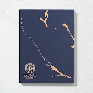Mapa de Exumas, Bahamas / Letrero de pared con carta costera grabada en madera, decoración playera para el hogar, regalo familiar personalizado, impresión náutica de vida isleña