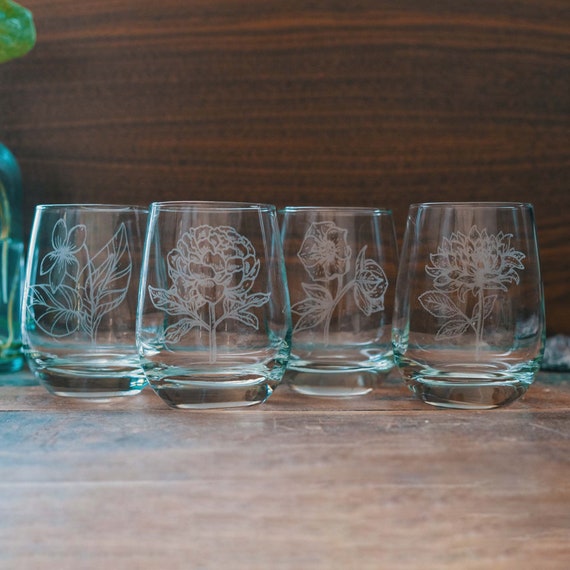 Stemless Wine Glasses Set Of 4 Glassware Vintage Drinking Crystal