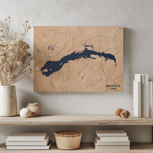 Buckeye Lake Ohio | Benutzerdefinierte See Karte Wohnkultur, personalisierte See Haus Geschenk, Jahrestag Hochzeitslager Geschenk, gravierte Holz Wandkunst