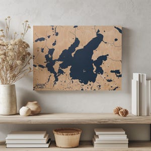 Leech Lake Minnesota | Benutzerdefinierte See Karte Wohnkultur, personalisierte See Haus Geschenk, Jahrestag Hochzeitslager Geschenk, gravierte Holz Wandkunst
