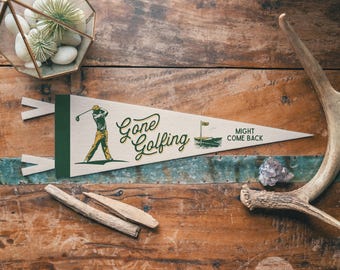 Golfen Filz Wimpelkette | Vintage Sport Banner, Golf-Dekor, lustiges Golfer-Geschenk, Golf-Flaggen-Wand-Kunst-Druck, Golf-Erinnerungsstücke, Golf-Kinderzimmer