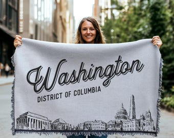 Washington D.C. City Decke | Gewebte Decke Geschenk, Schwarz-Weiß-Skyline-Stadt-Kunst, lustiges Wohndekor, gemütliches weiches Stadt-Geschenk
