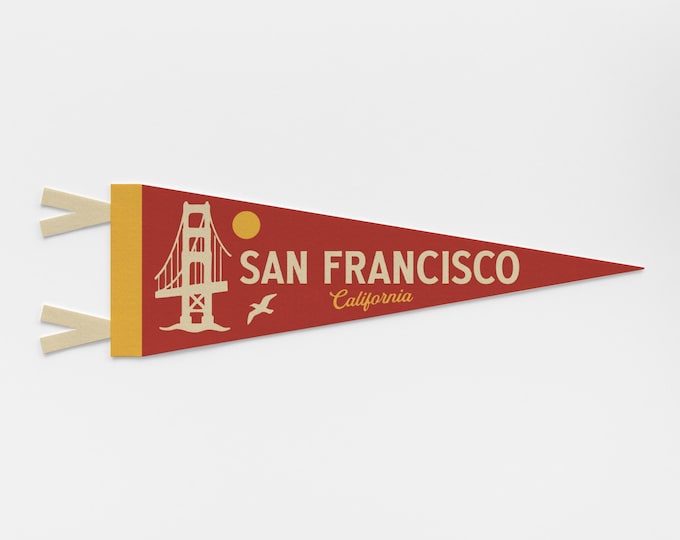 San Francisco California Felt Pennant | City banner poster. Vintage town & state pride typography flag home decor. California gift USA