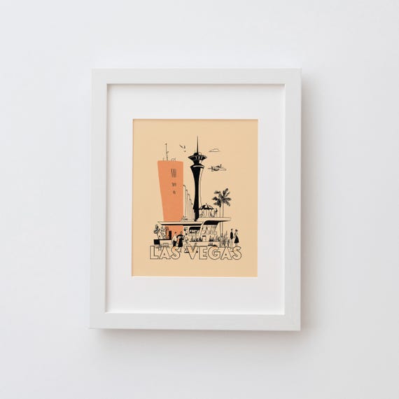 Las Vegas Mid Century Wall Art Poster - Vintage Inspired Mid