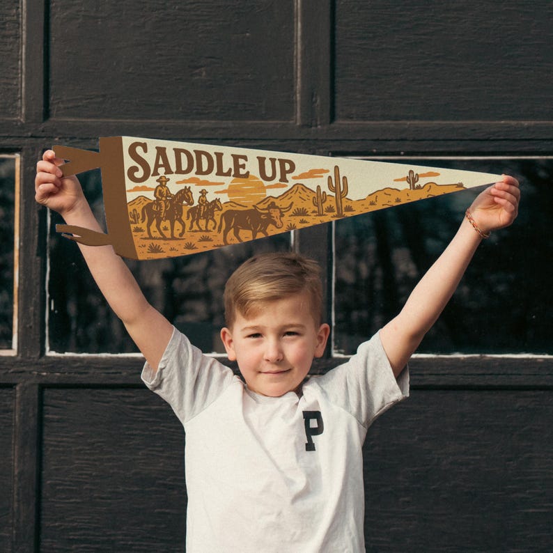 Saddle Up Felt Pennant | Western Wall Decor, Cowgirl Cowboy Banner, Rustic Kids Room Sign, Handmade Western Art, Fun Country Gift Idea image 7