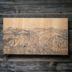 Big Sky Montana Ski Loipen Karte | Gravierte Holz Wand Kunst, Winter Sport Cabin Dekor, Snowboard Berg Weg Poster, personalisierte Geschenk für die Familie