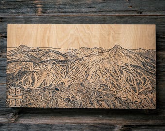 Big Sky Montana Ski Trail Map | Engraved Wood Wall Art, Winter Sport Cabin Decor, Snowboard Mountain Trail Poster, Personalized Family Gift