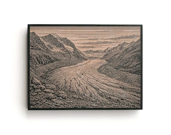 Alberta Canada Athabasca Icefield Engraved Birch Art Panel | Mountain Wall Art, Canadian Rockies Decor, Travel Gift