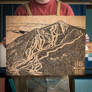 Whiteface New York Skitrail Karte | Gravierte Holz Wand Kunst, Winter Sport Cabin Dekor, Snowboard Berg Weg Poster, persönliches Geschenk für die Familie