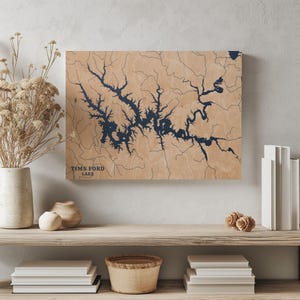 Tim Ford See Tennessee | Benutzerdefinierte See Karte Wohnkultur, personalisierte See Haus Geschenk, Jahrestag Hochzeitslager Geschenk, gravierte Holz Wandkunst