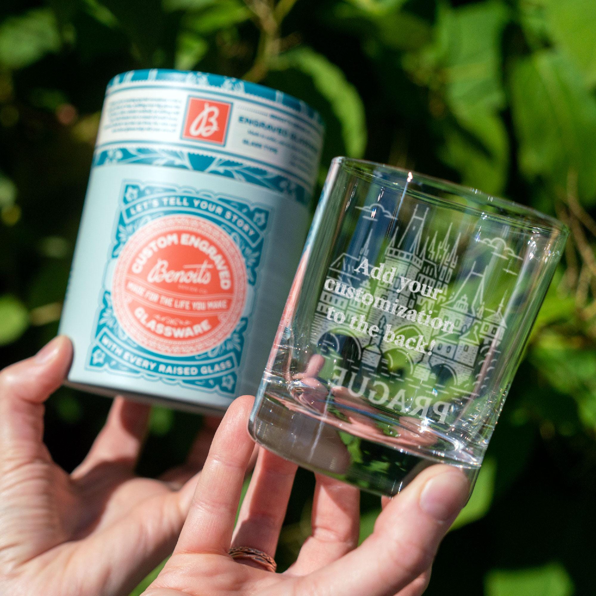 Prague Czech Republic Glass | Laser Etched Travel Glassware 