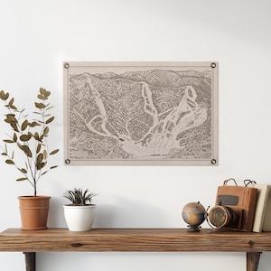 Ours en feutre de carte des montagnes de Californie | cadeau d'art mural montagne ski snowboard vintage. Décoration d'intérieur fanion drapeau. Fait main aux États-Unis