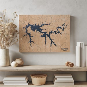 Patoka Lake Indiana | Benutzerdefinierte See Karte Wohnkultur, personalisierte See Haus Geschenk, Jahrestag Hochzeitslager Geschenk, gravierte Holz Wandkunst