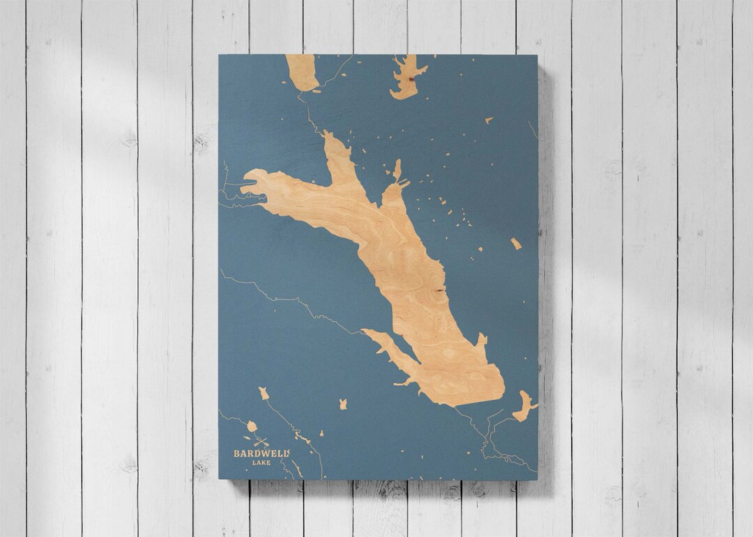 Bardwell Lake, Texas Engraved Map Art Cabin Print, Lake House Decor