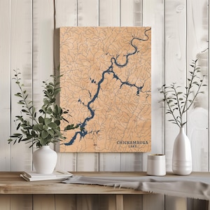 Kückenmauga See Tennessee | Benutzerdefinierte See Karte Wohnkultur, personalisierte See Haus Geschenk, Jahrestag Hochzeitslager Geschenk, gravierte Holz Wandkunst