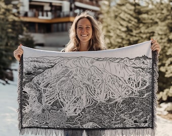 Mammoth Mountain California Ski Trail Map Blanket | Cozy, soft throw blanket makes a great cabin decor gift for skiers & snowboarders