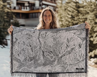 Park City Mountain Utah Ski Trail Map Blanket | Cozy, soft throw blanket makes a great cabin decor gift for skiers & snowboarders