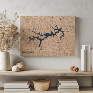 Mark Twain Lake Missouri | Benutzerdefinierte See Karte Wohnkultur, personalisierte See Haus Geschenk, Jahrestag Hochzeitslager Geschenk, gravierte Holz Wandkunst