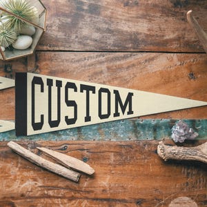 Custom Varsity Sign Felt Pennant | Neutral vintage sports banner flag, Personalized decor, Camp Wall Art, Classic home decor gift