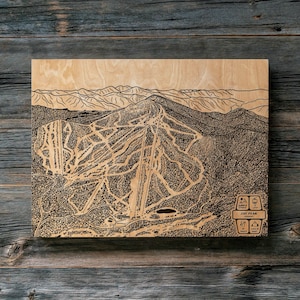 Mappa delle piste da sci Jay Peak Vermont / Decorazione murale in legno incisa, decorazione per baita per sport invernali, poster per piste da snowboard, regalo personalizzato per la famiglia