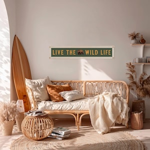 Live the Wild Life Felt Banner | Classic vintage typography flag. Camping, Hiking, Nature Decor, Cabin Art, Outdoor Adventure Lover Gift image 5