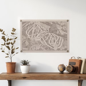 Poster en feutre de carte des montagnes de Sierra Tahoe, en Californie | cadeau d'art mural montagne ski snowboard vintage. Décoration d'intérieur fanion drapeau. Fait main aux États-Unis