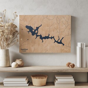 Tappan Lake Ohio / Decorazione per la casa con mappa personalizzata del lago, regalo personalizzato per casa sul lago, regalo per anniversario di matrimonio in campeggio, arte murale in legno incisa
