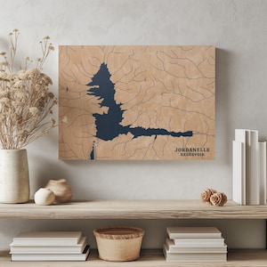 Jordanelle Stausee Utah | Benutzerdefinierte See Karte Wohnkultur, personalisierte See Haus Geschenk, Jahrestag Hochzeitslager Geschenk, gravierte Holz Wandkunst