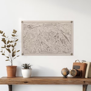 Snowbird Utah bergkaart vilten posterbanner | Vintage ski snowboard berg kunst aan de muur cadeau. Vlagwimpel als woondecoratie. Handgemaakt in de VS