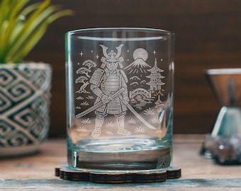 Samuraiglas | Lasergeëtste krijgerpint | Gegraveerd cadeau voor Japanliefhebbers en geschiedenisfans