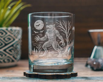 Werewolf Glass | Laser Etched Monster Pint | Engraved Gift for Horror Fans & Halloween Lovers